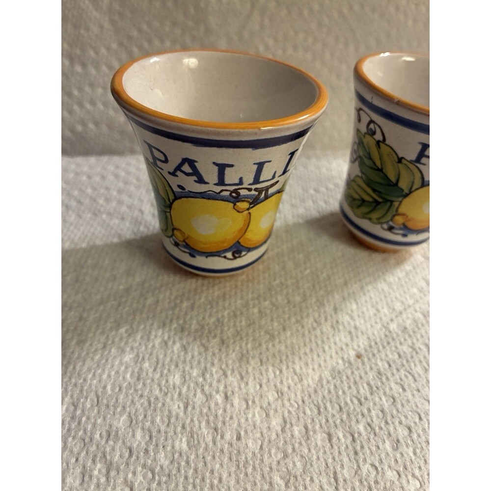 Pallini Limoncello Deruta Italy Italian Ceramic Pottery Shot Glasses Lot Of 2 - Picture 2 of 10